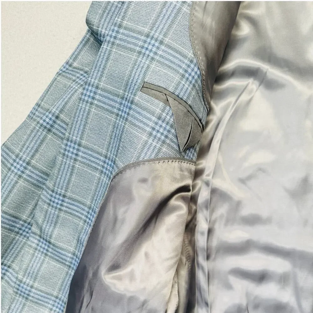Michael Kors Men's Classic-Fit Seafoam Plaid Sport Coat, Seafoam 42L $295